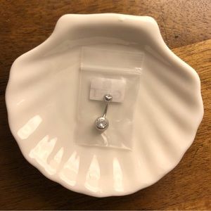 Cubic Zirconia Surgical Steel Belly Ring 14 Gauge